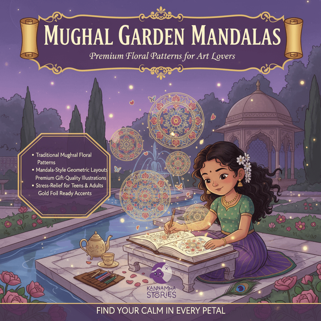 Mughal Garden Mandalas -- personalized by Kannamma Stories